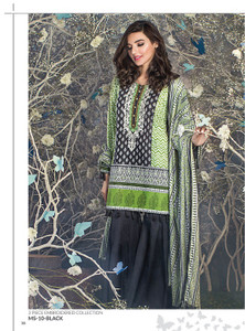 AlKaram Mid Summer Printed 3 Piece Embroidered MS-10-Black