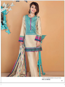 AlKaram Mid Summer Printed 3 Piece Embroidered MS-11-Beige