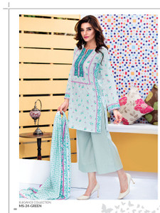 AlKaram Mid Summer Printed 3 Piece Mother Collection MS-24-Green