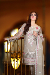 Noor by Saadia Asad Chiffon 2016 Misty Grey