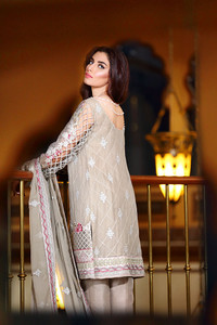 Noor by Saadia Asad Chiffon 2016 Misty Grey