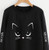 Fifth Avenue Angry Cat Meow Sleeves Printed Sweatshirt - Black