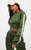 Fifth Avenue Satin Sleeve Striped Crop Top - Green