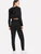 Fifth Avenue ROZZ Striped 2 Piece Crop Ribbed Hoodie and Jogger Pant Set - Black