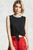 Fifth Avenue Women's ROMP Sleeveless Bottom Knot Top - Black and White