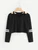 Fifth Avenue Women's ZYRE Full Sleeve Slit Neck Sleeve Striped T-Shirt - Black