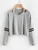 Fifth Avenue Women's ZYRE Full Sleeve Slit Neck Sleeve Striped T-Shirt - Grey