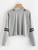 Fifth Avenue Women's ZYRE Full Sleeve Slit Neck Sleeve Striped T-Shirt - Grey