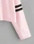 Fifth Avenue Women's ZYRE Full Sleeve Slit Neck Sleeve Striped T-Shirt - Pink