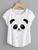 Fifth Avenue Women's Dolman Panda Smile Printed T-Shirt - White