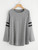 Fifth Avenue Women's NAZA Full Sleeve Striped T-Shirt - Grey