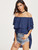 Fifth Avenue Women's NIZM Chiffon Off Shoulder Top - Blue