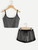 Fifth Avenue Women's NEVR Contrast Binding Cami Top Shorts Set - Charcoal