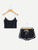 Fifth Avenue Women's NEVR Contrast Binding Cami Top Shorts Set - Navy Blue