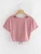 Fifth Avenue Women's RITZ Slit V Neck Bottom Knot Crop Top - Pink