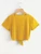 Fifth Avenue Women's RITZ Slit V Neck Bottom Knot Crop Top - Yellow