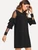 Fifth Avenue Women's TREZ Mesh Tiered Sleeves Tunic Dress - Black