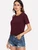 Fifth Avenue Women's STS35 Strappy Neck Off Shoulder Beaded Top - Maroon