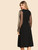 Fifth Avenue Women's OPPI Sleeve Mesh Beaded and Gather Dress - Black