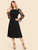 Fifth Avenue Women's OPPI Sleeve Mesh Beaded and Gather Dress - Black