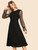 Fifth Avenue Women's OPPI Sleeve Mesh Beaded and Gather Dress - Black