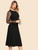 Fifth Avenue Women's OPPI Sleeve Mesh Beaded and Gather Dress - Black