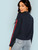 Fifth Avenue Cropped I8BK Snap Button Bomber Jacket - Navy Blue