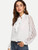 Fifth Avenue Women's J990 POLKA Dot Mesh Panel Dress Top - White