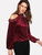 Fifth Avenue Women's VVA1 Velvet Cold Shoulder Blouse - Maroon