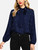 Fifth Avenue Women's UVA85 Beaded Tie Neck Shirt - Navy Blue