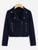 Fifth Avenue Cropped Fleece Moto Jacket LNA1001 - Navy Blue