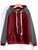 Fifth Avenue LNA373 Striped Fleece Color Block Hoodie - Maroon