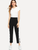 Women's HJ105 Snap Button Contrast Panel Track Pants by Fifth Avenue - Black