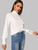 Fifth Avenue Women's UVA167 Button Up Ruffle Neck Blouse - White