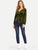 Fifth Avenue Women's UVA833 Surplice Wrap Velvet Blouse - Green