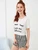 Fifth Avenue Women's NSS39 Let Me Sleep Print Tshirt and Striped Shorts Cotton Set - White