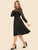 Fifth Avenue Women's Mesh Panel Tie Neck Dress UVA1108 - Black