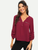 Fifth Avenue Women's UVA1147 Zip Collar Button Pocket Blouse - Maroon