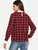 Fifth Avenue Women's Grid Print UVA1178 Contrast Collar Blouse - Maroon