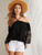 Fifth Avenue Women's UVA1212 Lace Panel Off Shoulder Blouse - Black