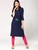 Fifth Avenue Women's UVA1272 Lace Up Neck Lawn Kurti - Navy Blue