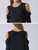 Fifth Avenue Women's UVA1286 Cold Shoulder Ruffle Detail Blouse - Black