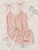 Fifth Avenue Women's NSS63 Lace Trim Tank Top and Shorts Satin Set - Pink
