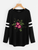 Fifth Avenue Women's NAZA Full Sleeves Nazak Rose Printed T-Shirt - Black
