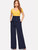 Fifth Avenue Georgette GTTWP17 Self Belted Extra Wide Leg Pants - Navy Blue