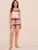 Fifth Avenue Women's NSS75 Lace Trim Tank Top and Shorts Satin Set - Pink