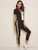 Fifth Avenue Women's TPS306 Color Block Metallic Panel Top and Track Pants 2 Piece Co-Ord Sets - Black and Gold