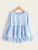 Fifth Avenue Women's UVA1349 Striped Peplum Top - Light Blue