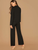 Fifth Avenue Women's TPS401 Georgette Waterfall Style Kimono Top and Pants 2 Piece Co-Ord Sets - Black
