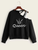 Fifth Avenue Fleece Lace Sleeve Queen Print Sweatshirt LNA2007 - Black